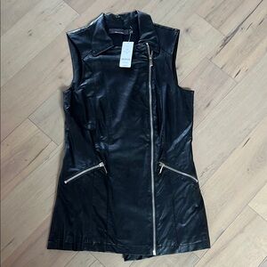 Bebe Black Sleeveless Faux Leather Vest Dress!